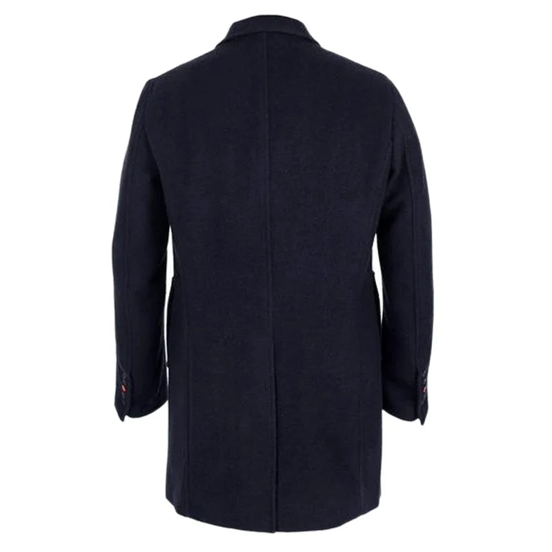 Men's Blue Handmade Long Sleeves Real Wool Trench Coat
