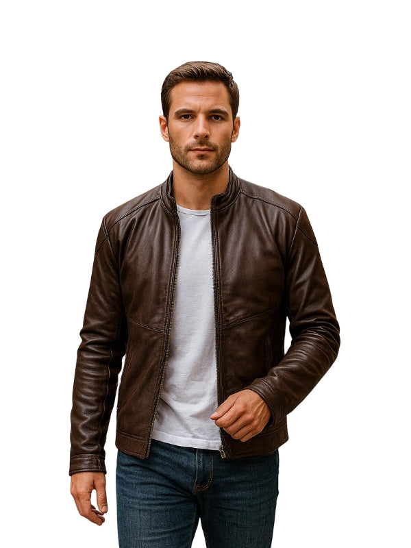 Biker Delta Brown Leather Jacket