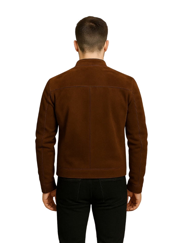 Faisor Mocha Brown Suede Biker Jacket