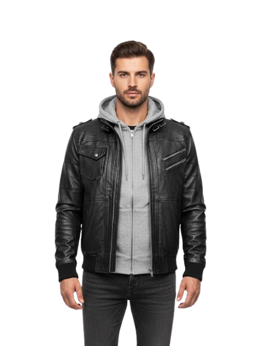 Men's Bomber With Removable Hood Jacket