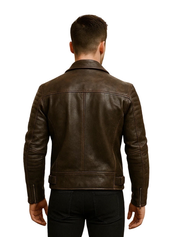 Men’s Distressed Brown Biker Jacket