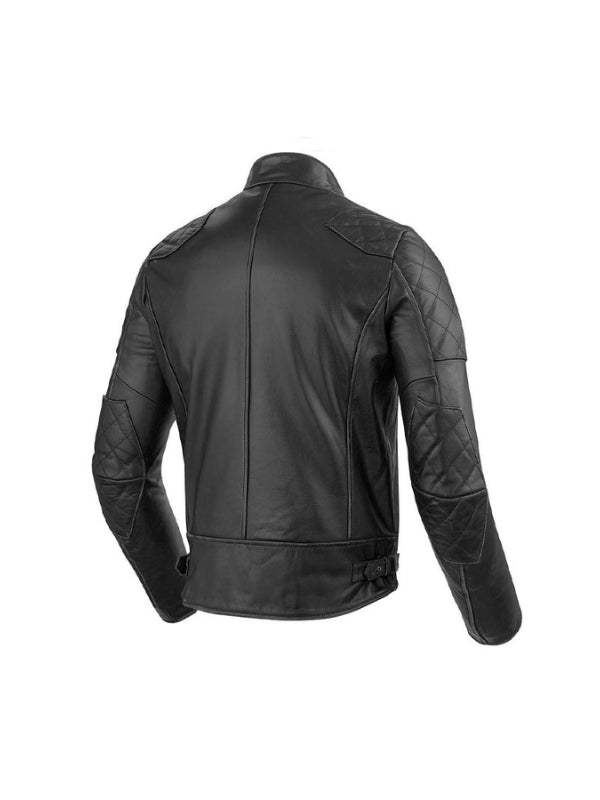 Men's Long Sleeves Real Leather Black Biker Jacket
