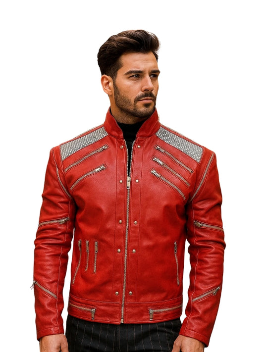 Michael Jackson Beat It Jacket – MJ Beat It PU Leather Red Costume Jacket