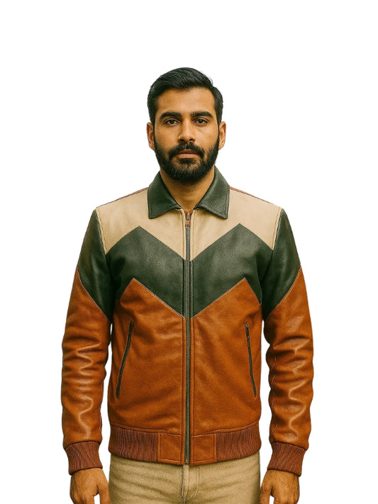 Multicolor Leather Bomber Jacket
