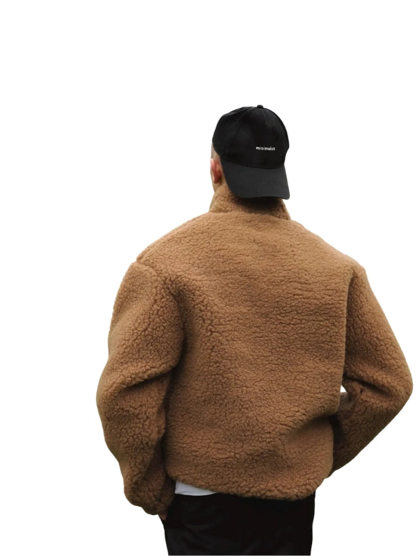 Sweater Wool Lining Handmade Teddy Brown Jacket
