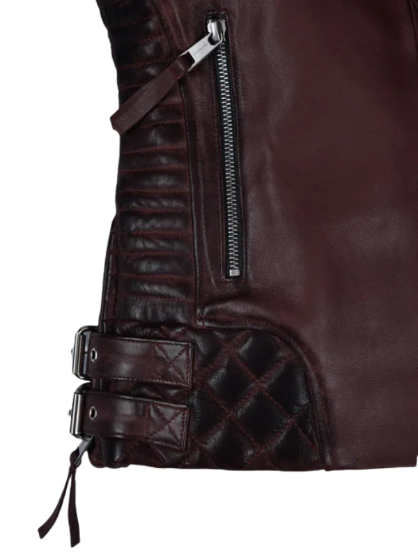 Charlotte Burnt Wine Leather Jacket