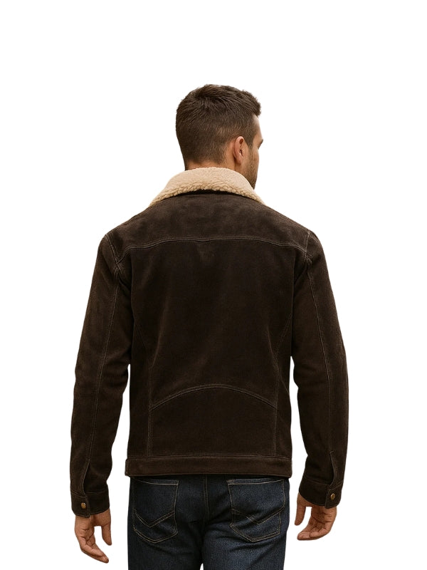 Men's Brown Belfast Real Suede Bomber Leather Jacket