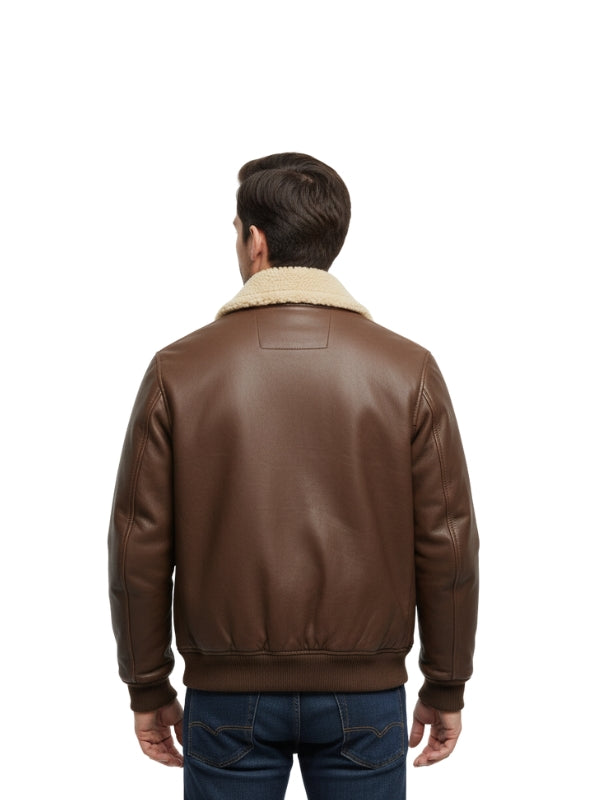 Men's Vintage Aviator Shearling Bomber Jacket