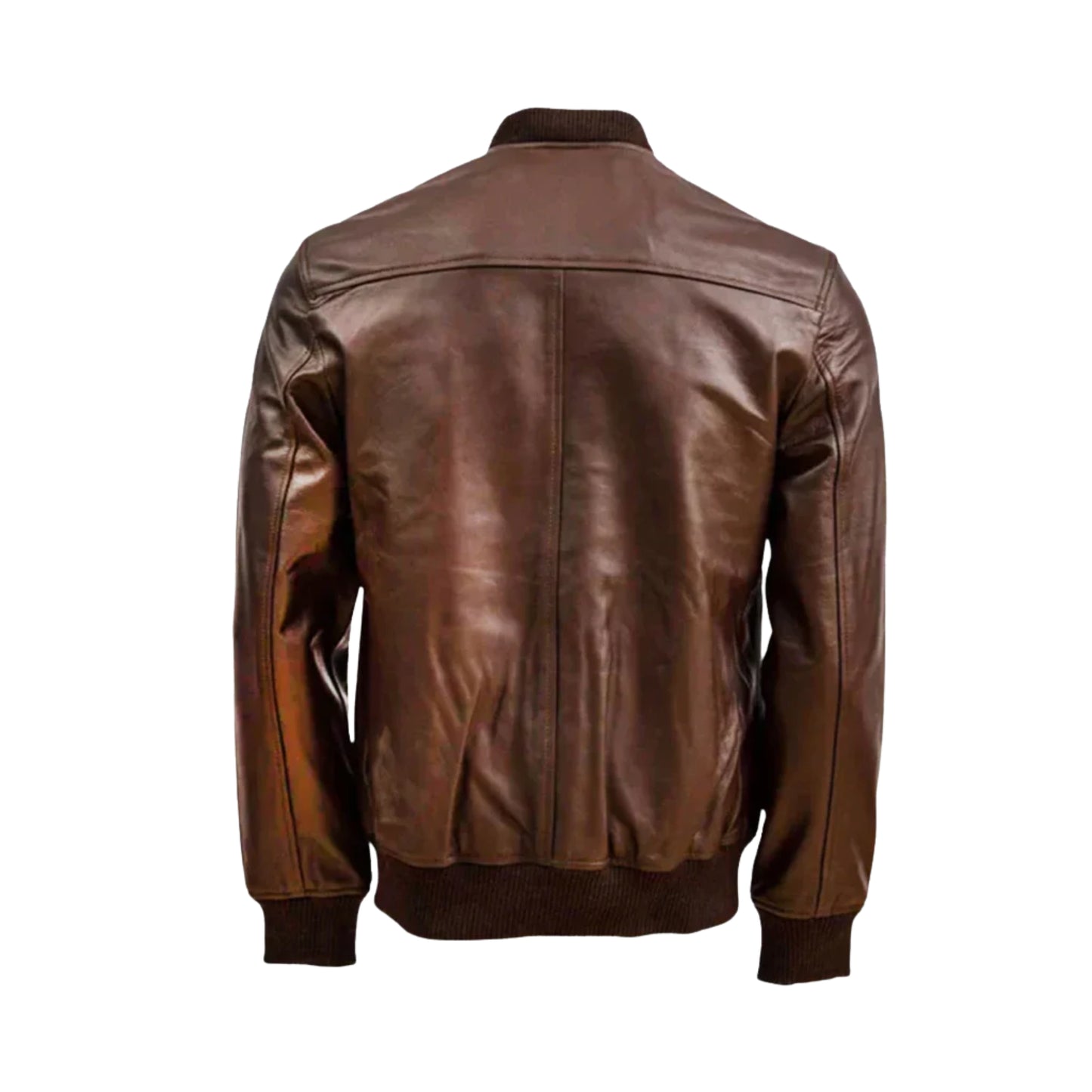 Men's Bomber Style Dark Brown Leather Biker Jacket
