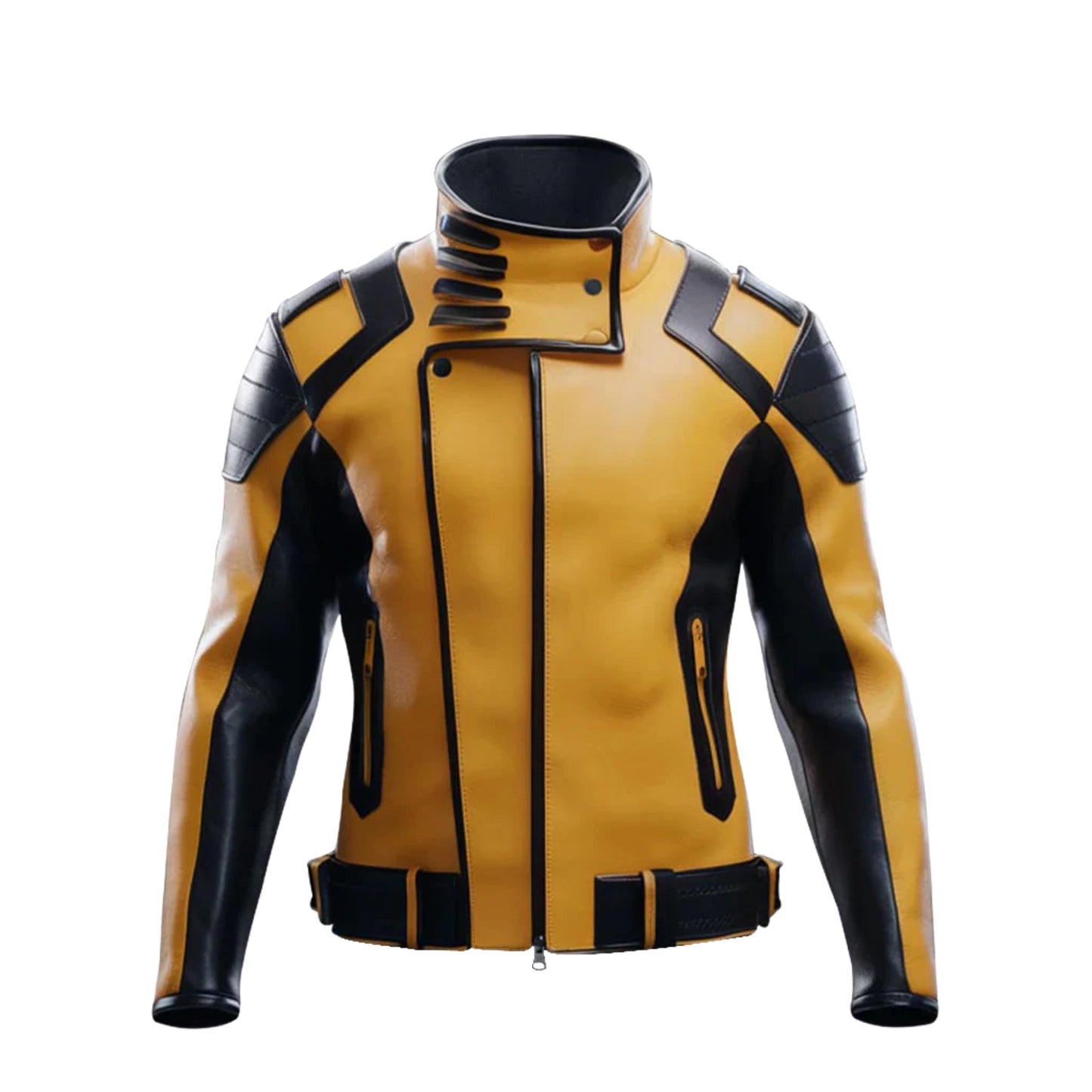 Men's Yellow and Black Biker Leather Jacket – Stylish Motorcycle Riding Coat with Bold Contrast Colors
