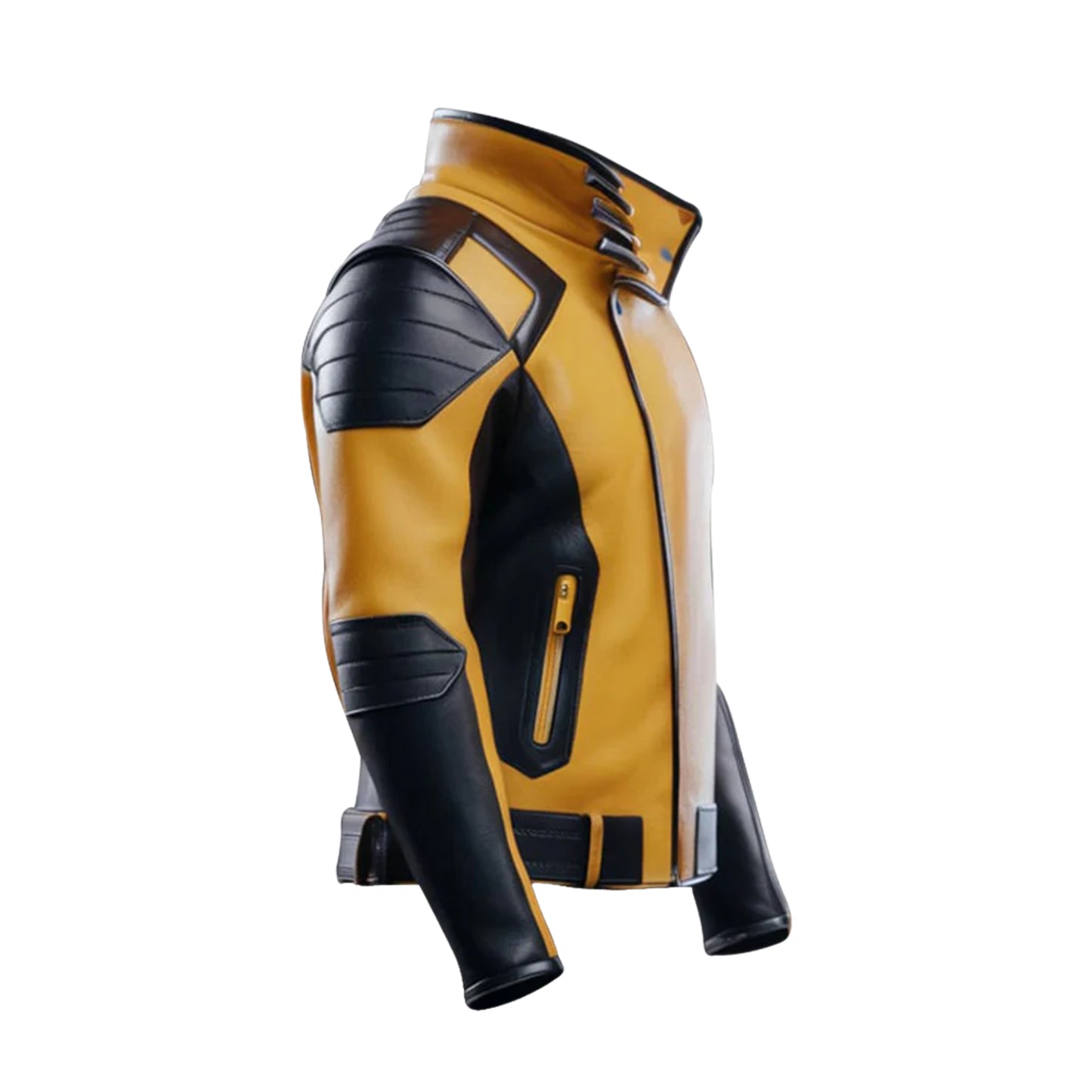 Men's Yellow and Black Biker Leather Jacket – Stylish Motorcycle Riding Coat with Bold Contrast Colors