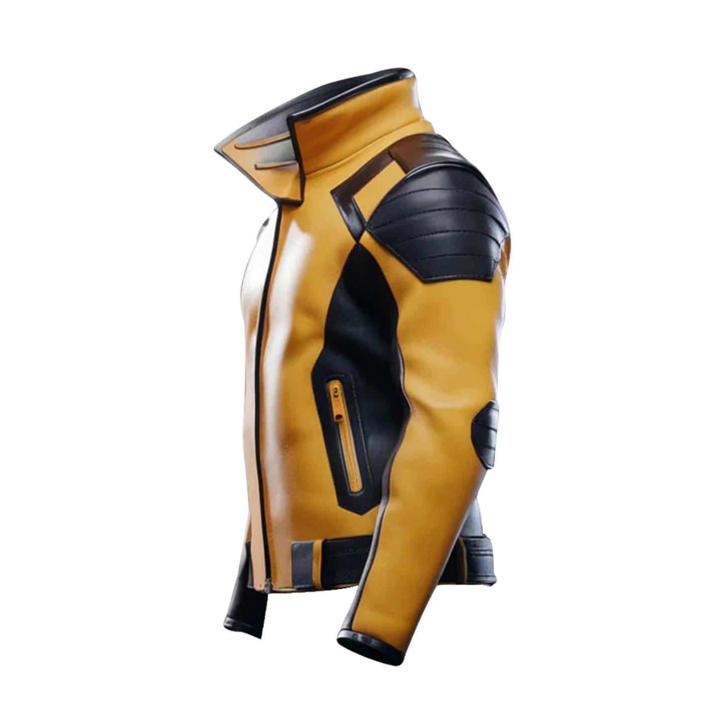 Men's Yellow and Black Biker Leather Jacket – Stylish Motorcycle Riding Coat with Bold Contrast Colors