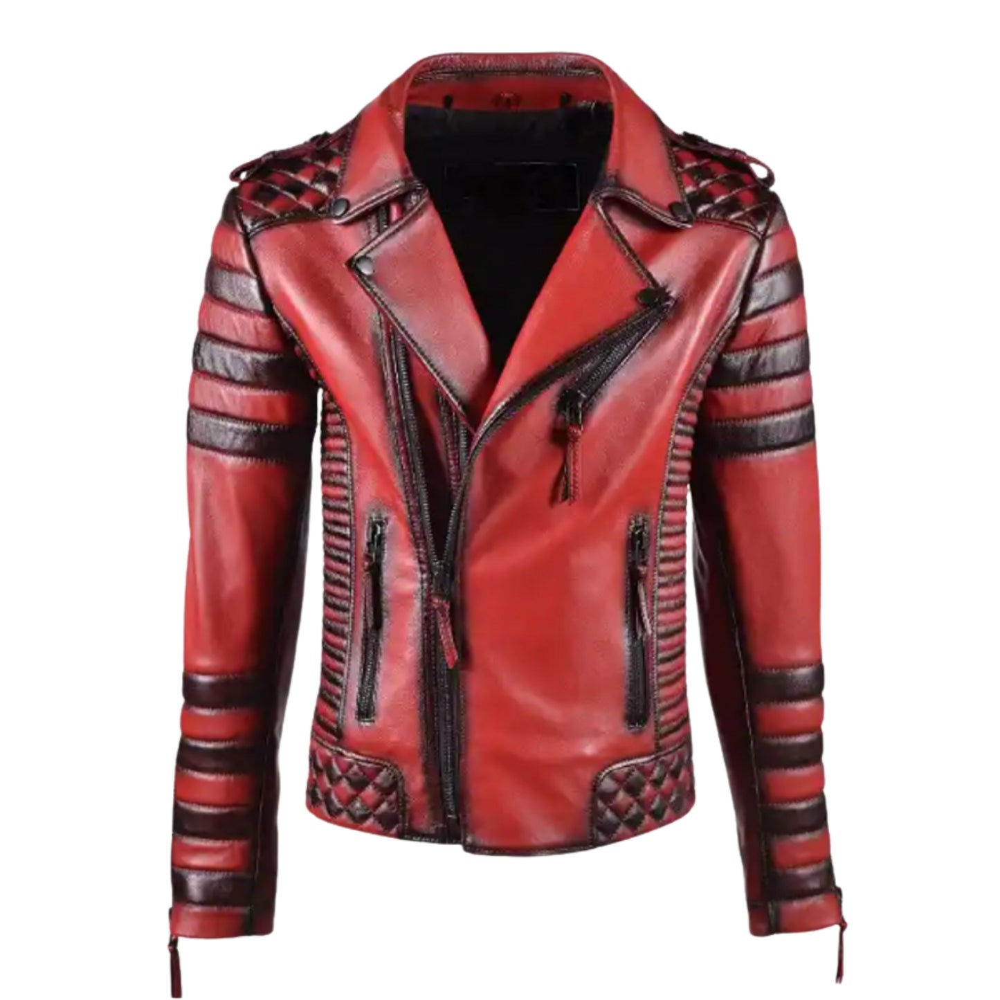 Vintage Red Biker Leather Jacket for Men – Classic Motorcycle Riding Style