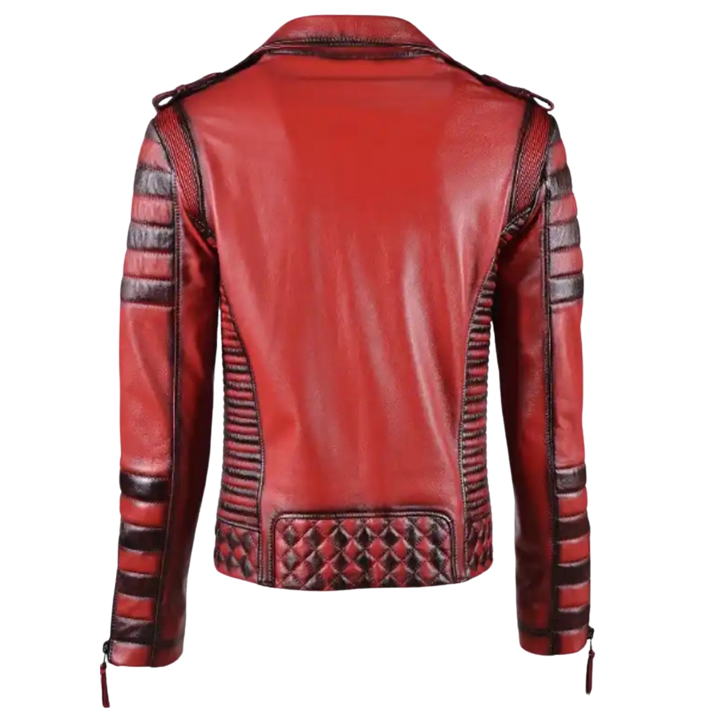 Vintage Red Biker Leather Jacket for Men – Classic Motorcycle Riding Style