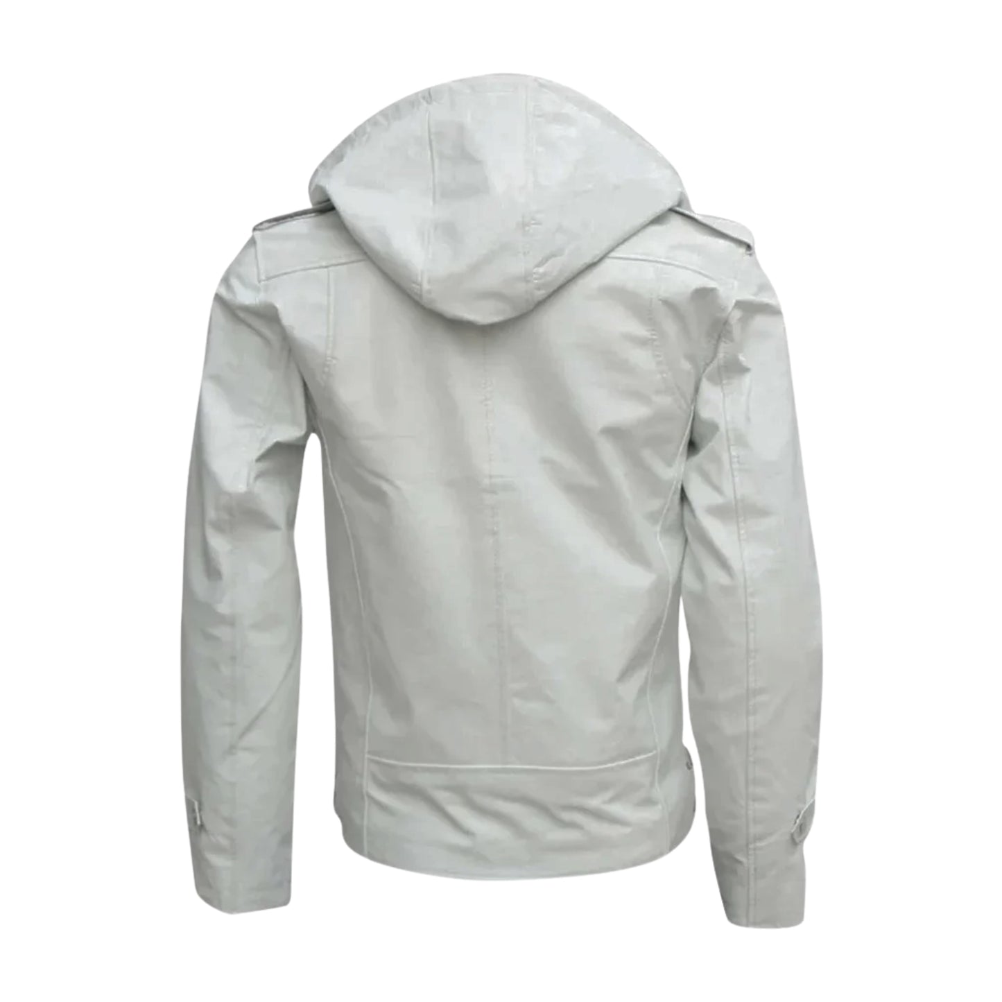 White Hooded Style Biker Leather Jacket – Stylish Motorcycle Riding Gear Unisex