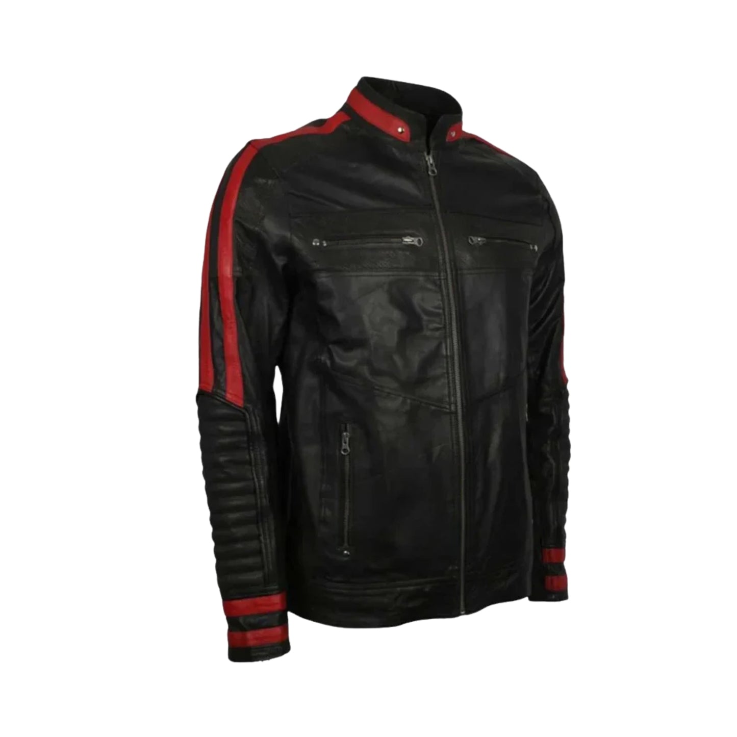 Café Racer Black Biker Leather Jacket – Classic Motorcycle Riding Gear