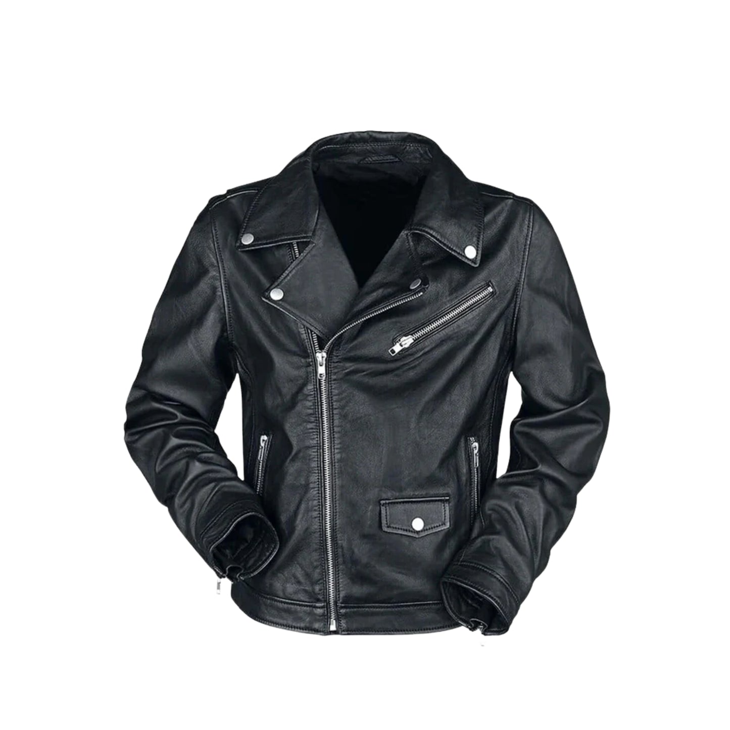 Black Biker Valve Leather Jacket – Classic Motorcycle Riding Style