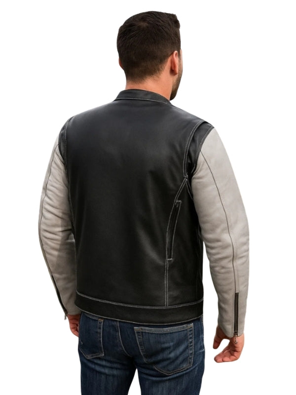 Bistro Men's Cafe Style Leather Jacket