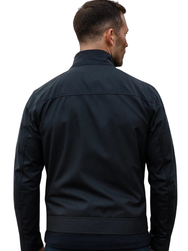 Men's Black Café Racer Real Cotton Waxed Motorcycle Jacket