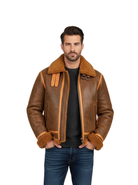 Men's Aviator Distressed  Leather Jacket