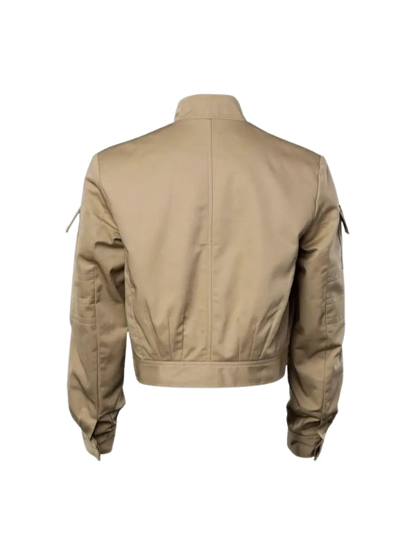 Men's Beige Viscose Lining Long Sleeves Real Cotton Jacket