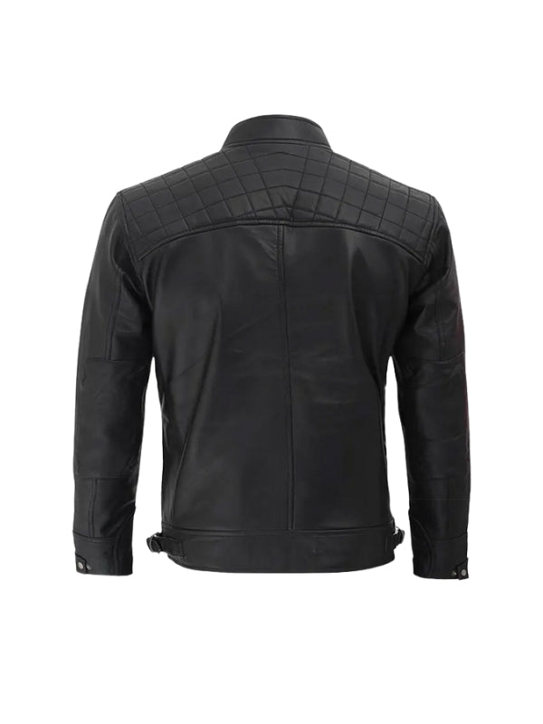 Men's Classic Black Café Racer Biker Jacket