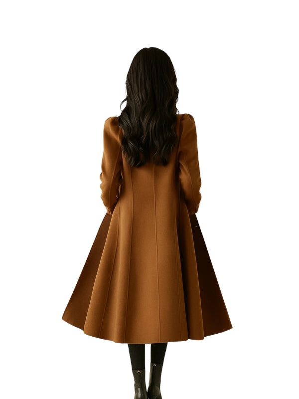 Brown coat worn by a person on a white background