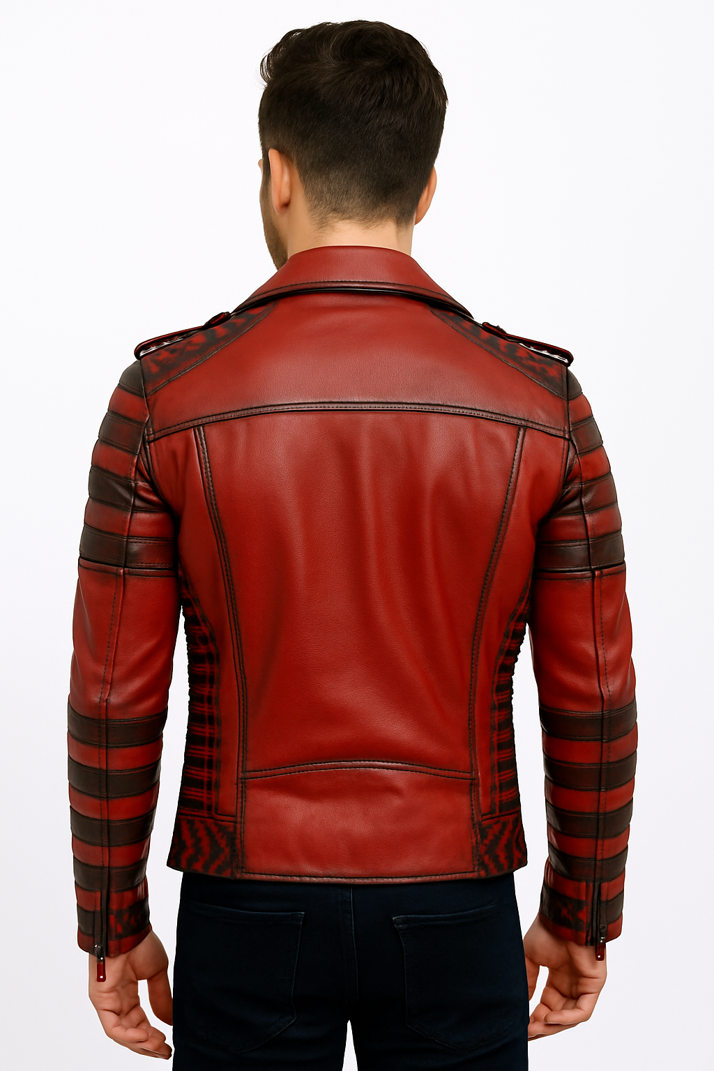 Vintage Red Biker Leather Jacket for Men – Classic Motorcycle Riding Style