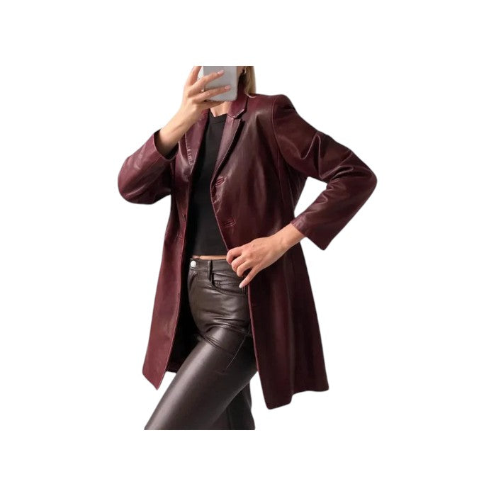 Women's Handmade 1990's Vintage Classic Maroon Ladies Trench Coat
