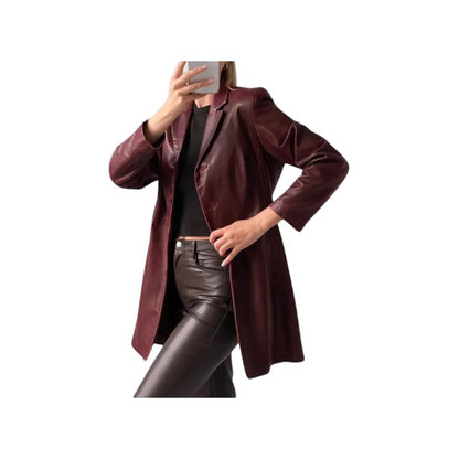 Women's Handmade 1990's Vintage Classic Maroon Ladies Trench Coat