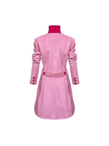 Women's Pink Long Sleeves Real Wool Coat