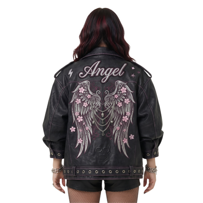 Women’s Angel Wing Oversized Leather Jacket