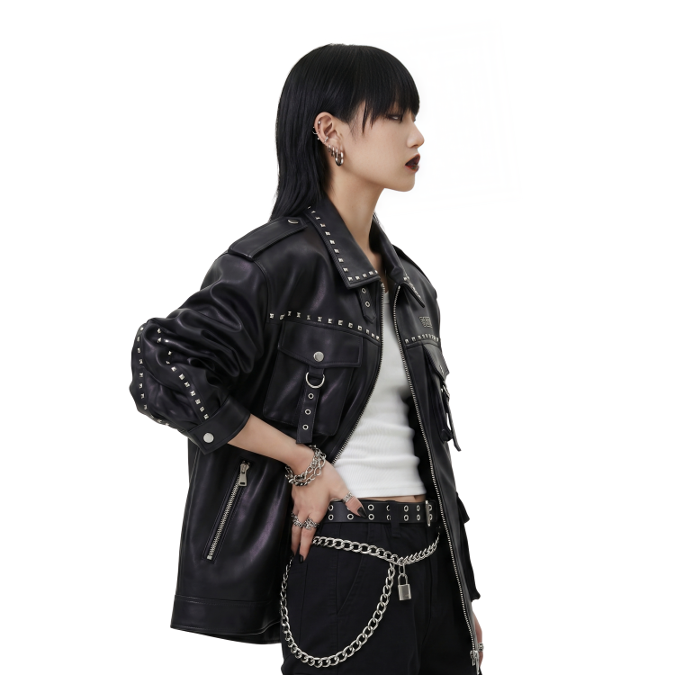 Oversized Punk Biker Leather Jacket