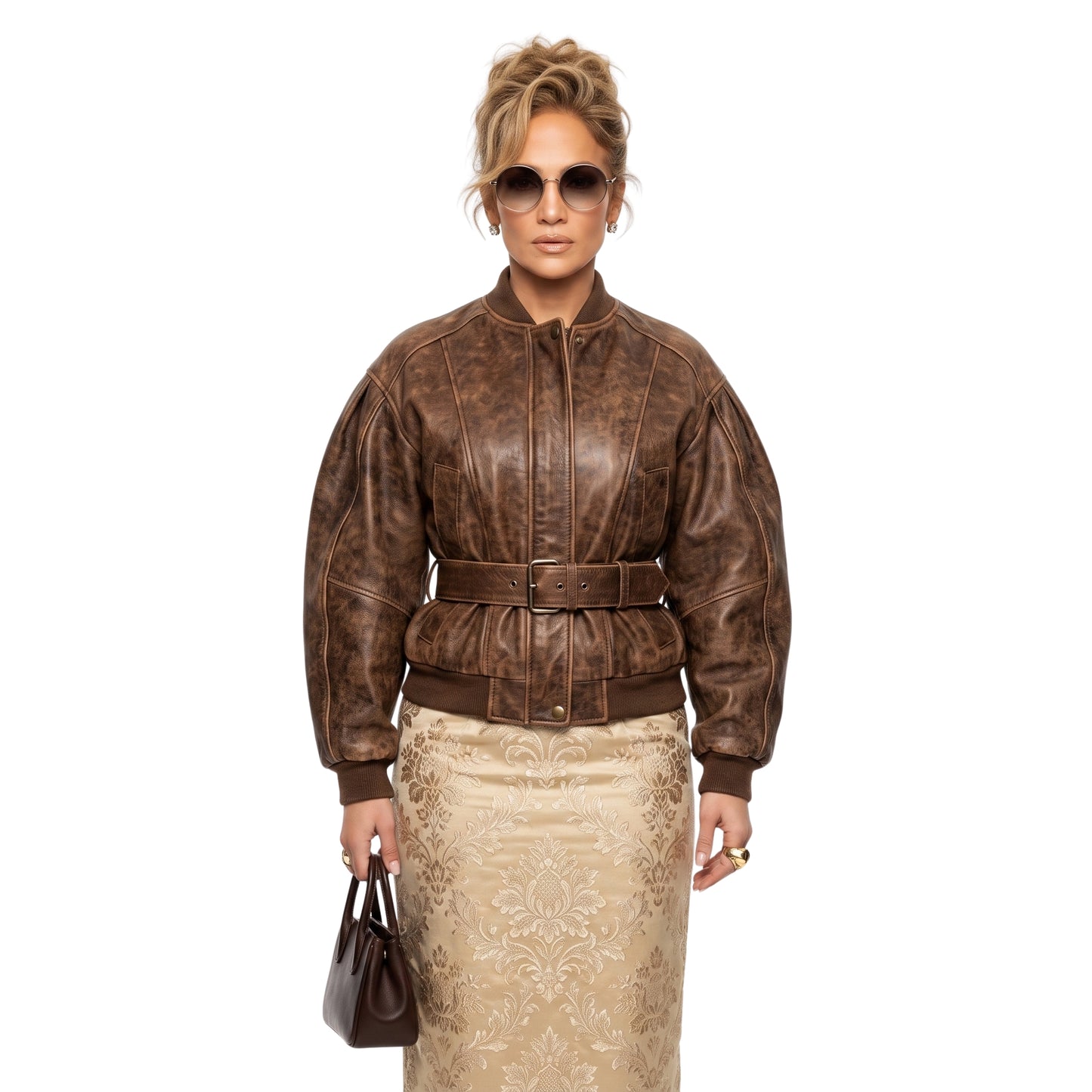 Bella Hadid Brown Cropped Jacket