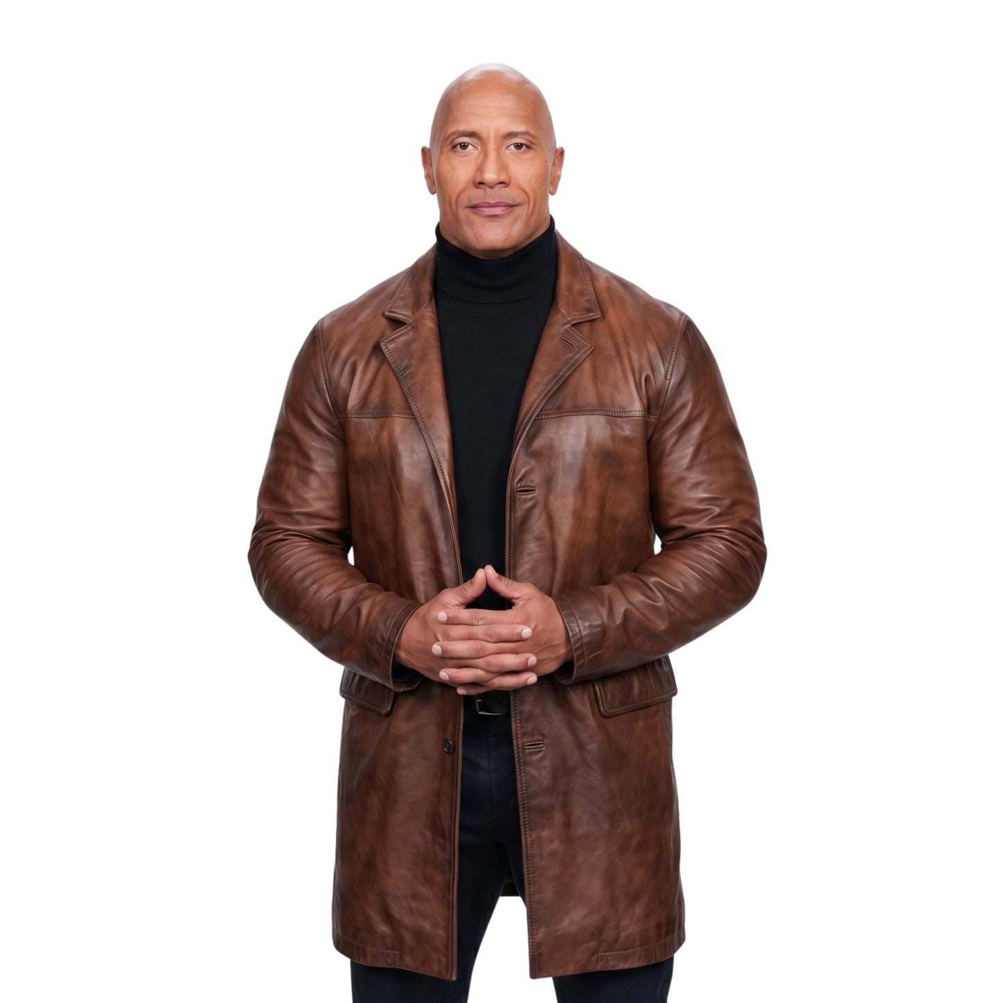 Dwayne Johnson Red Notice Brown Leather Jacket