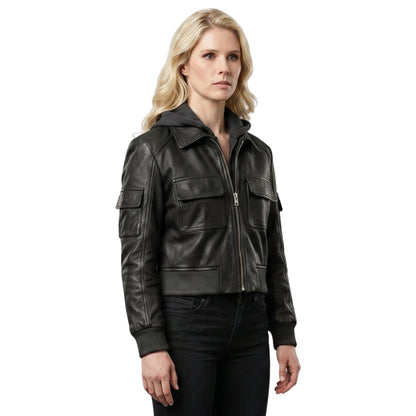 The Boys S05 Erin Moriarty Cropped Leather Jacket Buy Now