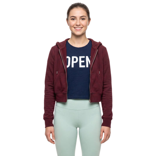 Ella Hunt Not Suitable for Work Maroon Zip up Hoodie