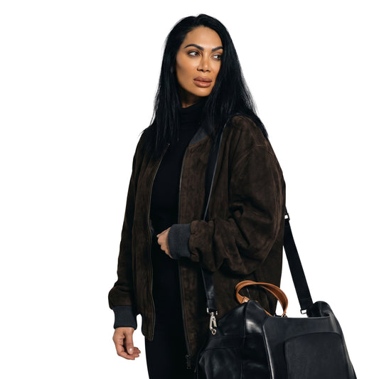 Jeanine Nerissa Sothcott Knightfall 2026 Suede Bomber Jacket