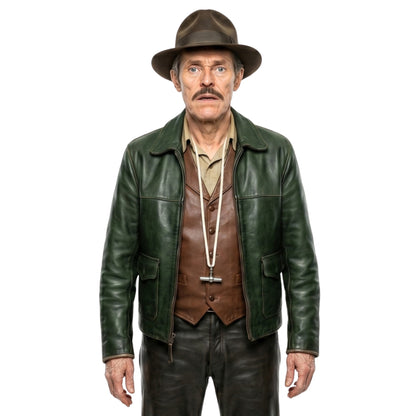 Willem Dafoe Nightmare Alley Black Leather Jacket Buy Now