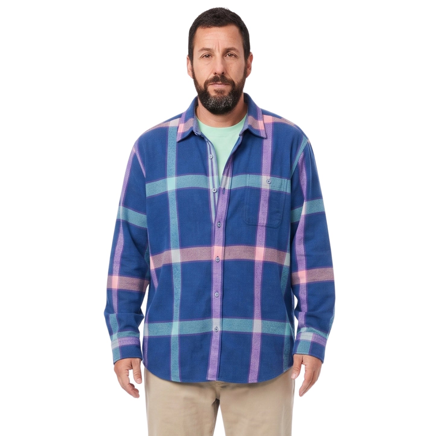 Happy Gilmore Adam Sandler Multicolor Plaid Shirt Buy Now