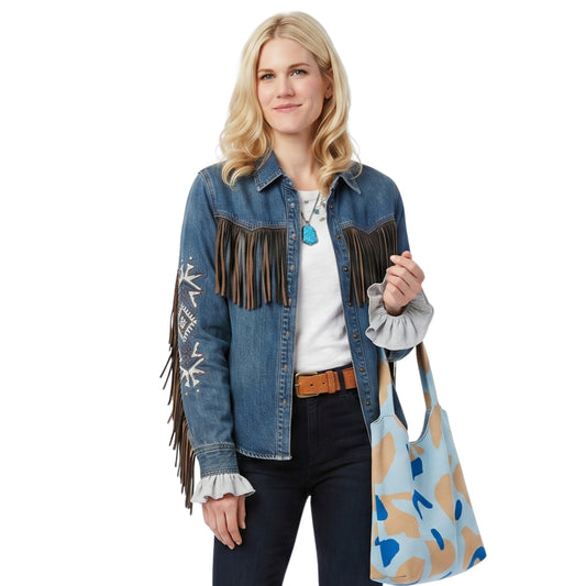 Marshals S01 Ellyn Jameson Denim Fringe Jacket Buy Now