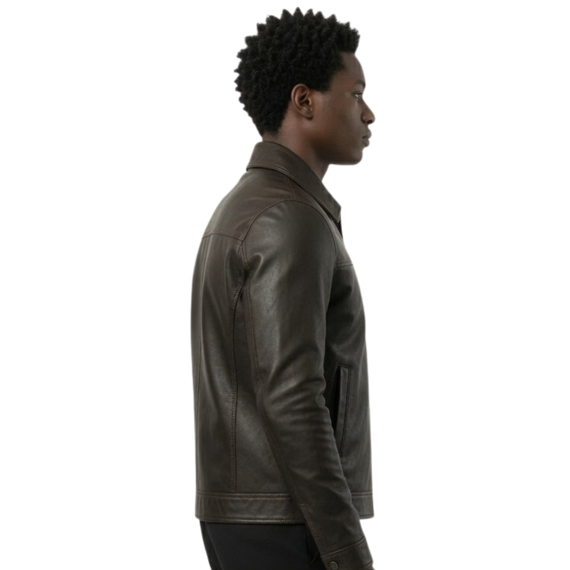 2026 Damson Idris Black Leather Bomber Jacket