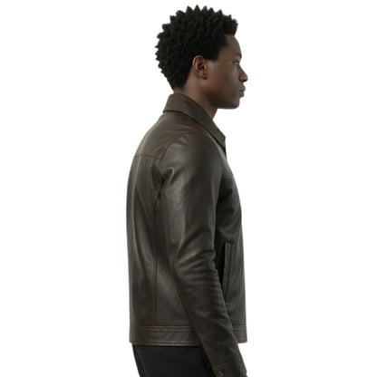 2026 Damson Idris Black Leather Bomber Jacket