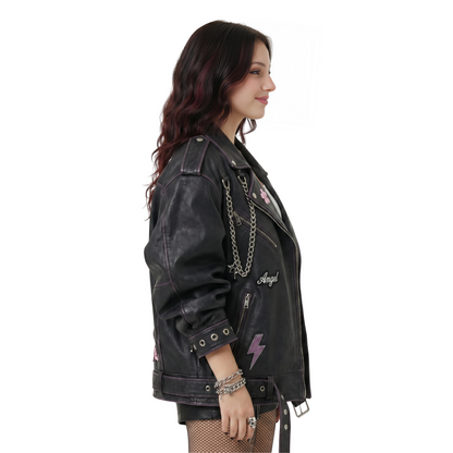 Women’s Angel Wing Oversized Leather Jacket