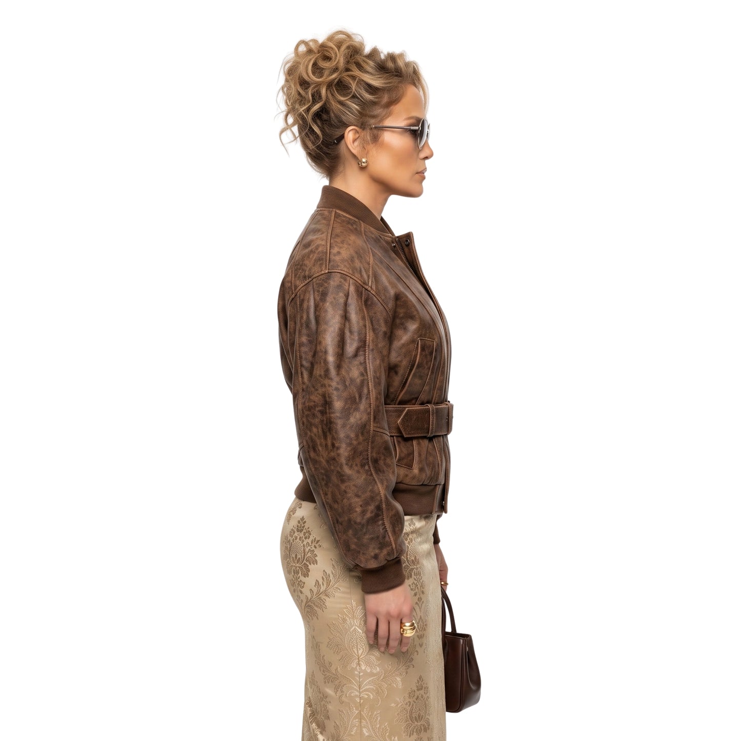 Bella Hadid Brown Cropped Jacket