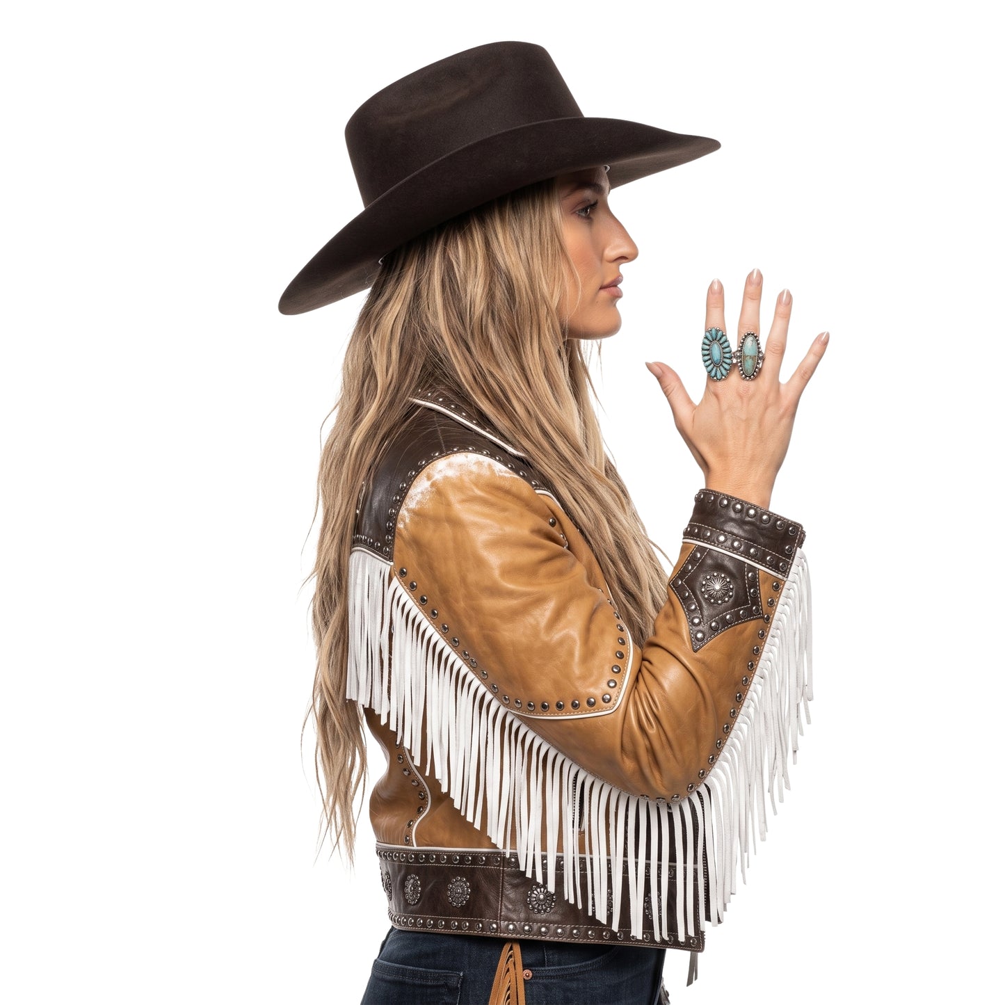 Lainey Wilson Peoples Choice Awards Brown Leather Jacket