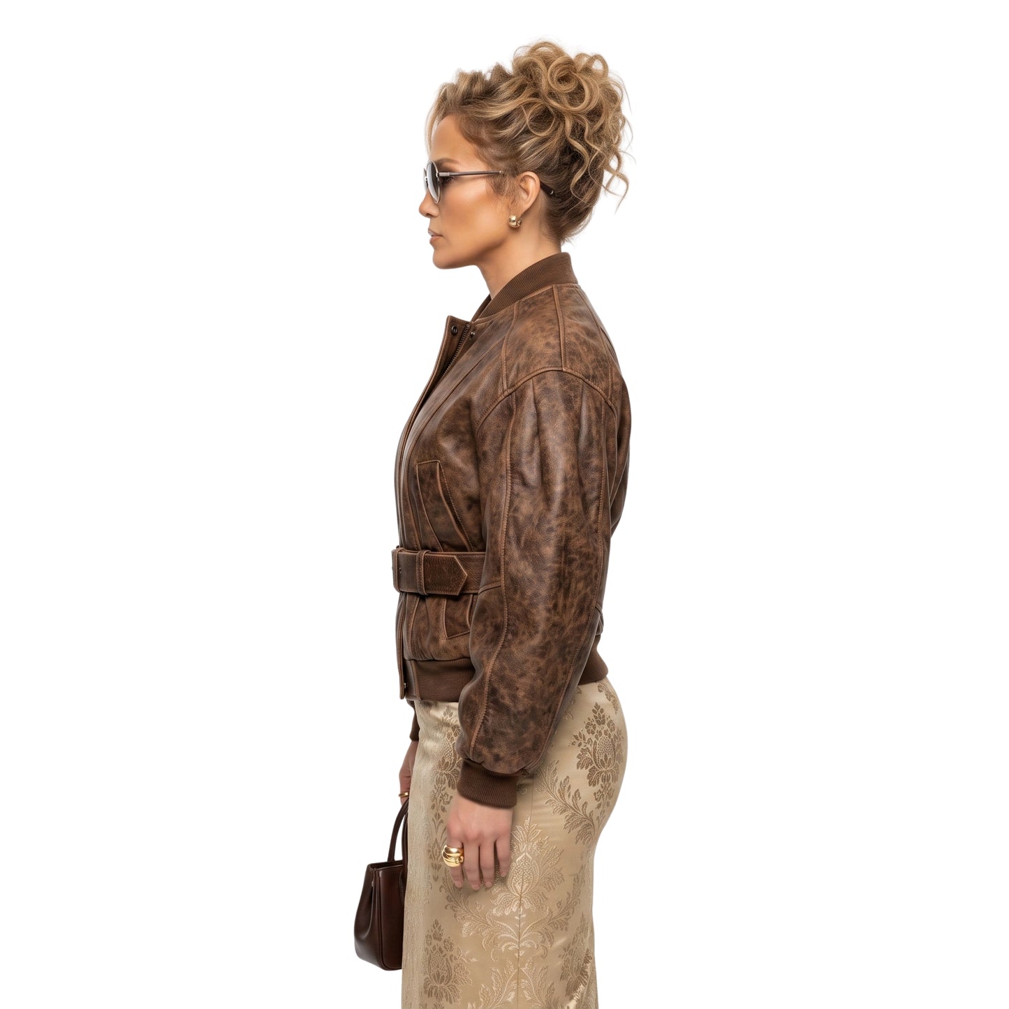 Bella Hadid Brown Cropped Jacket
