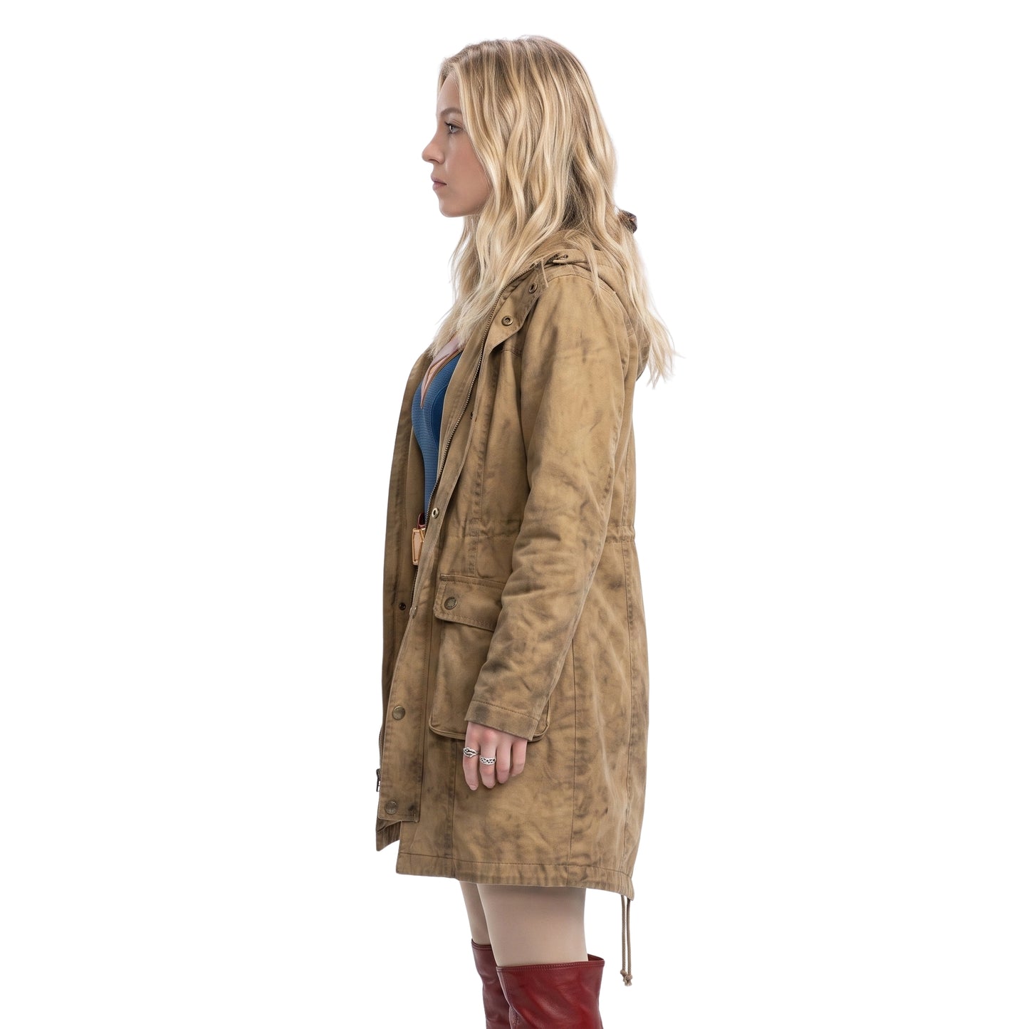 Milly Alcock Supergirl 2026 Brown Hooded Jacket