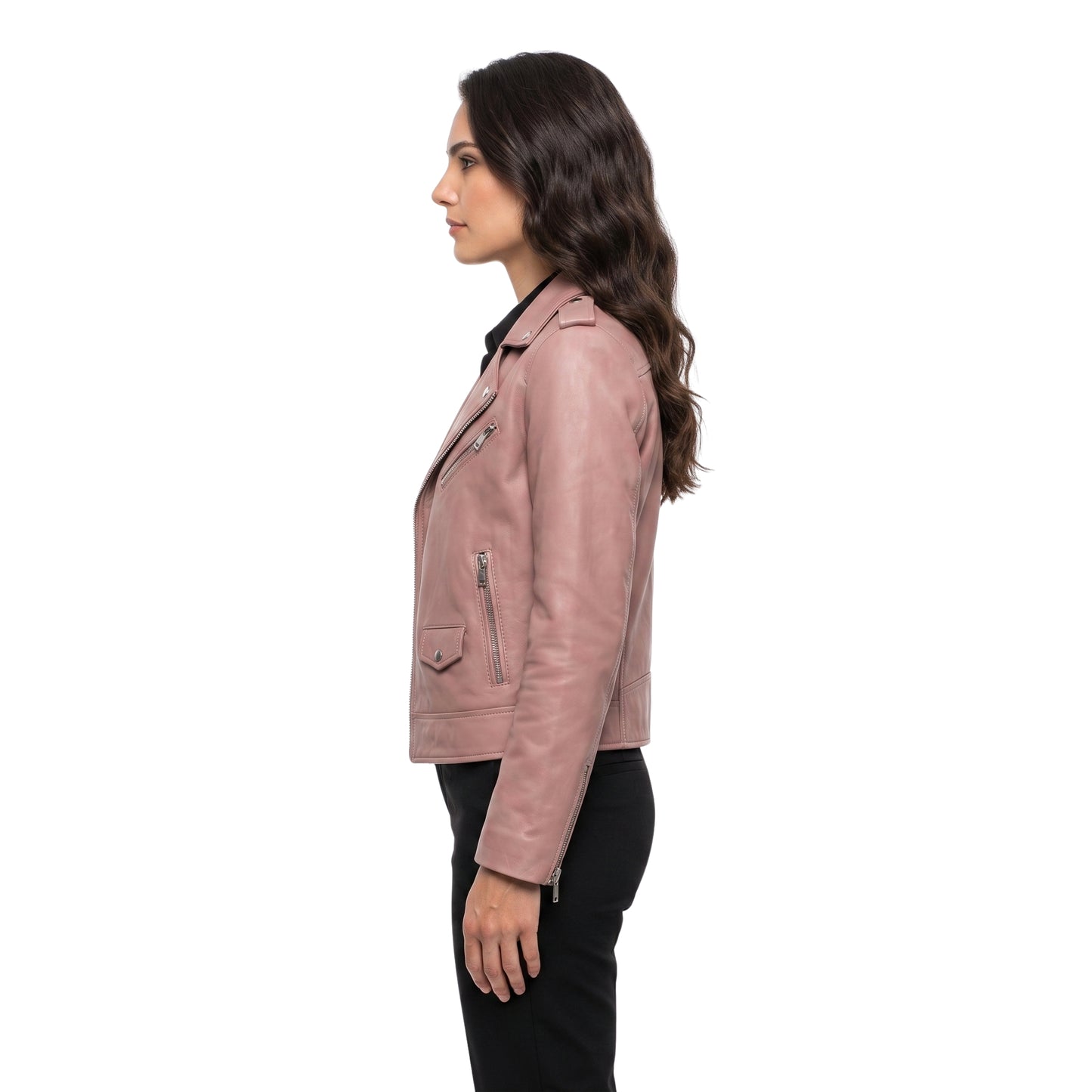 Stylish Pink Womens Biker Leather Jacket Shop Now