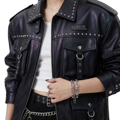 Oversized Punk Biker Leather Jacket